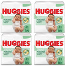 KIT 4 Fralda Huggies Natural Care RN 34 Unidades Cada