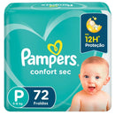 Kit 6 Fraldas Pampers Confort Sec Super Tamanho P 72 Unidades