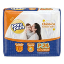Kit 5 Fralda Descartável Pom Pom Clássica Tamanho P Pacote Jumbo - Totalizando 120 Unidades