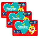 Kit 3 Fraldas Descartáveis Pampers Supersequinha Mega P - 126 Tiras
